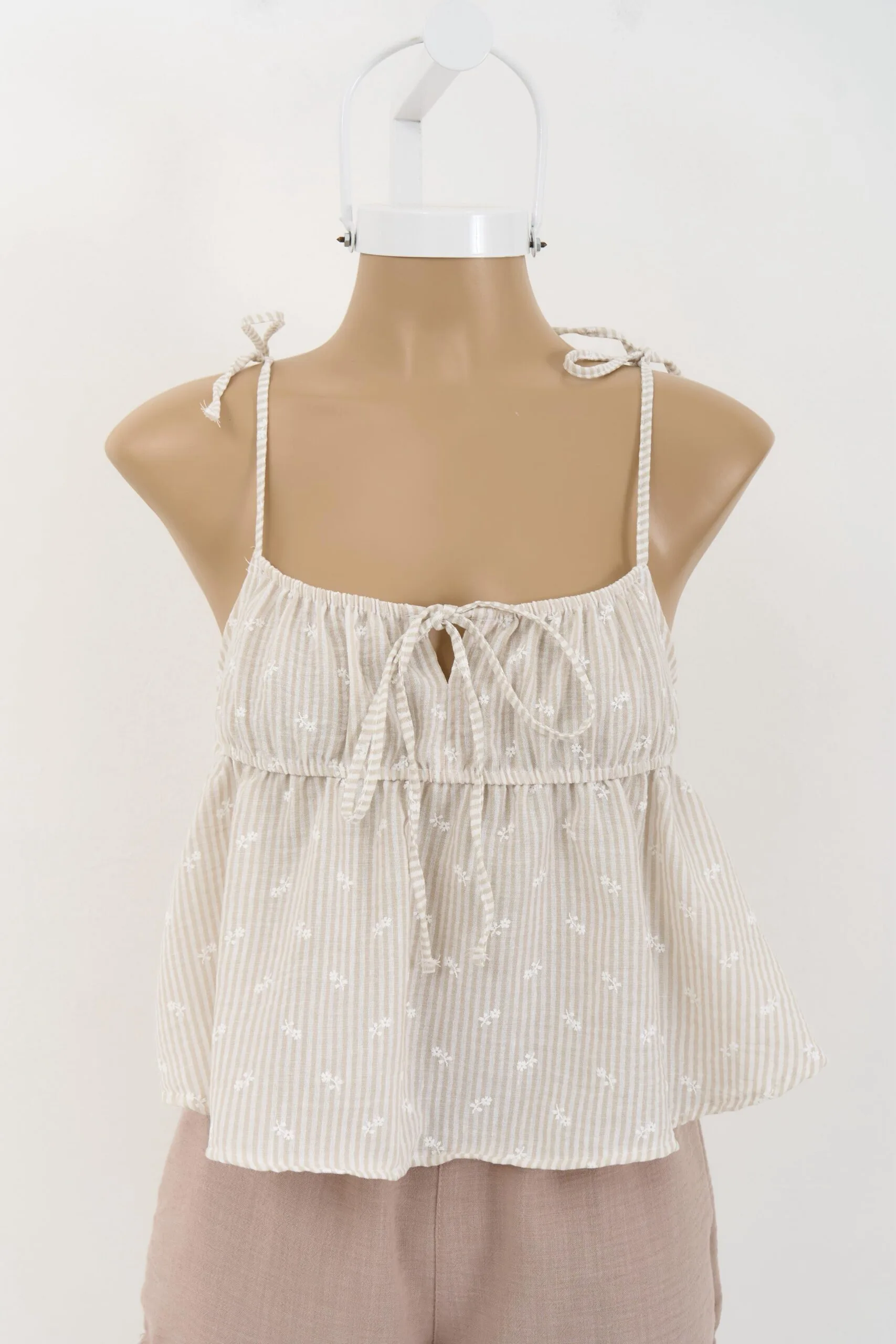 MUSCULOSA RAYADO BORDADO NUDOS - Imagen 2