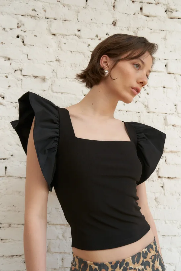 REMERA COMBINADO RIB Y BRODERIE